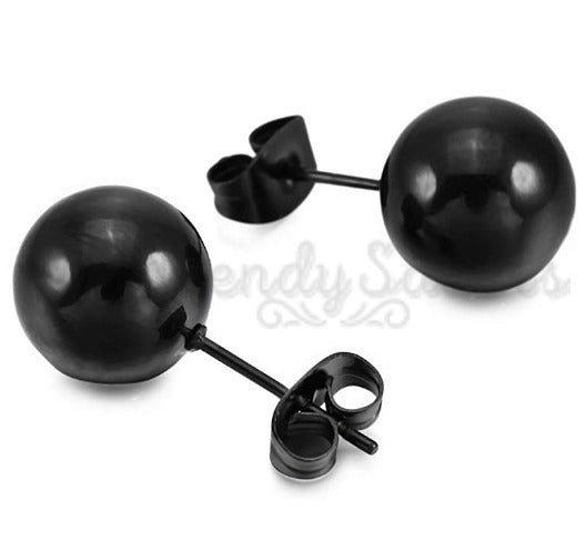 7MM Hypoallergenic Polish Round Black Cartilage Helix Ball Stud Earrings Unisex