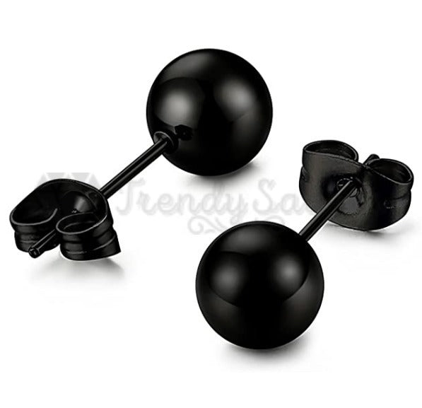 7MM Hypoallergenic Polish Round Black Cartilage Helix Ball Stud Earrings Unisex