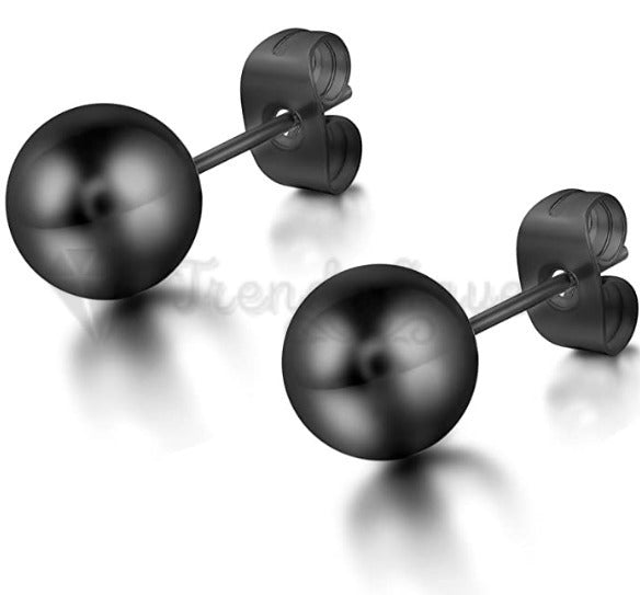 7MM Hypoallergenic Polish Round Black Cartilage Helix Ball Stud Earrings Unisex