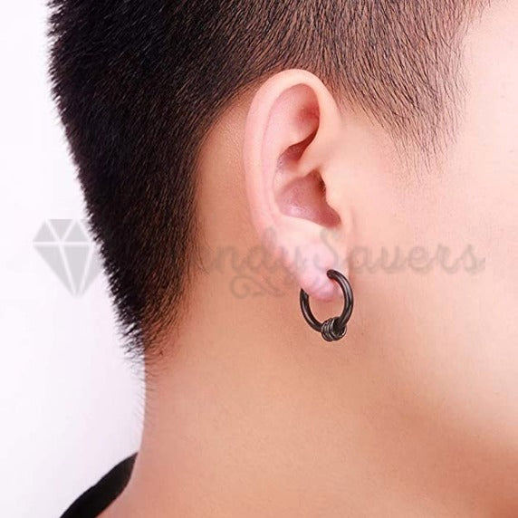 10MM Lightweight Black Unisex Huggie Hoop Ring Sleeper Surgical Steel Earrings