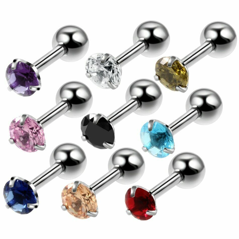 Stud Tragus Earring Set 16G CZ Crystal Surgical Steel Helix Jewelry Women Men