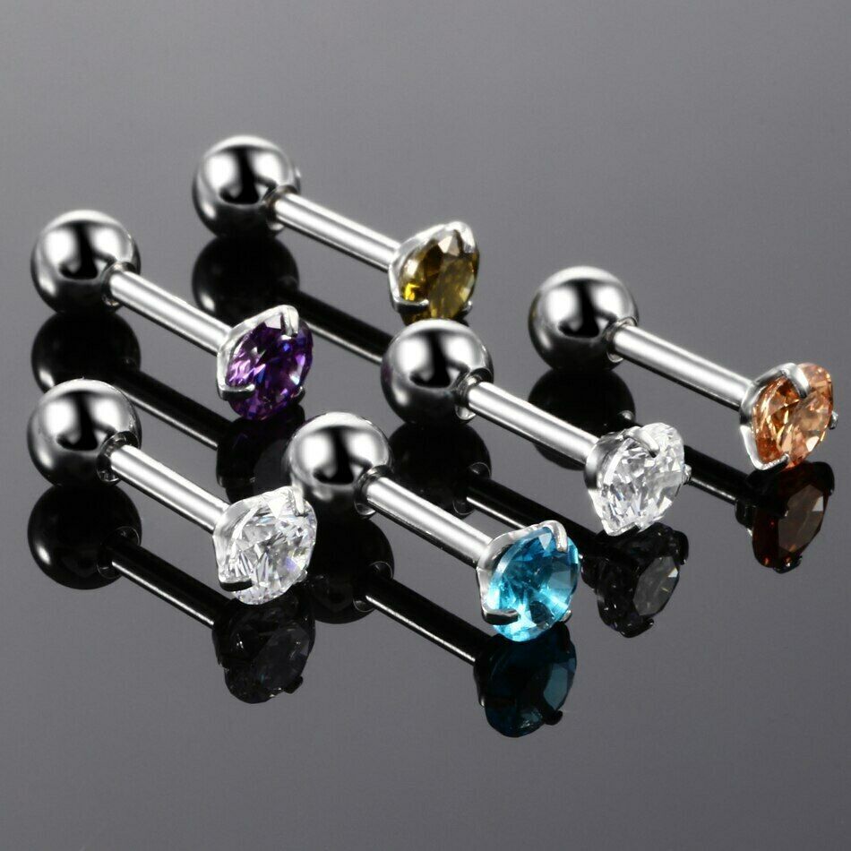 Stud Tragus Earring Set 16G CZ Crystal Surgical Steel Helix Jewelry Women Men