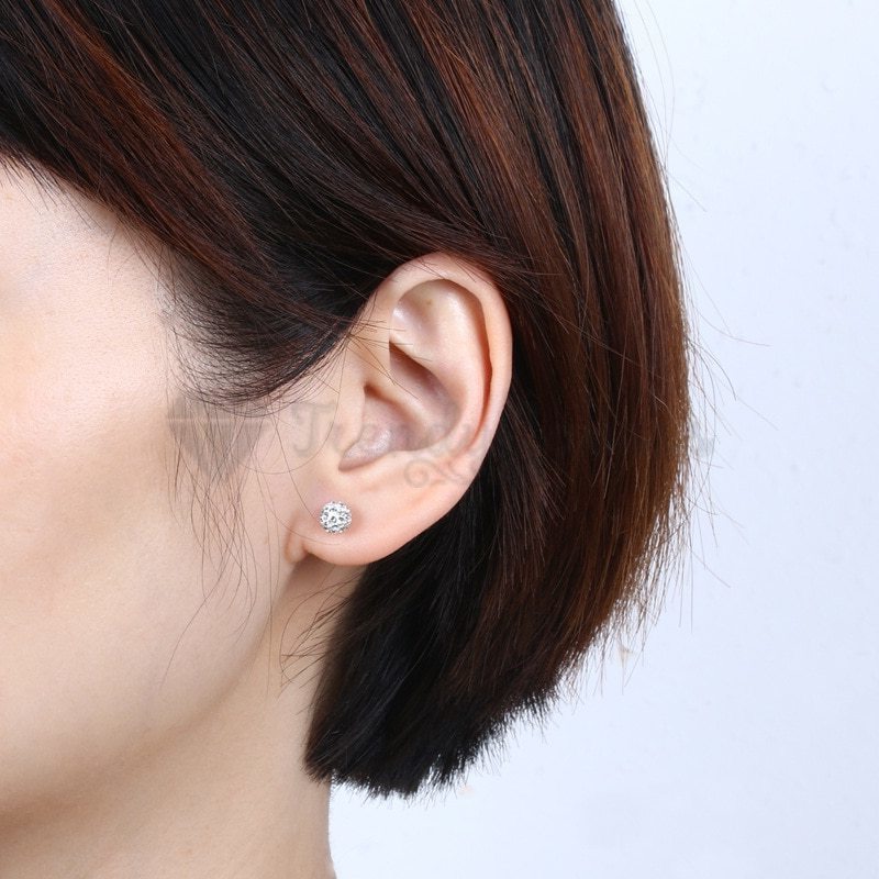 Shiny White Disco Ball Ear Piercing Studs Stud Earrings Surgical Steel Pair 5MM
