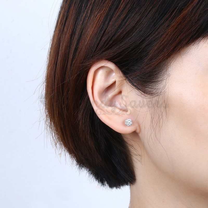 Shiny White Disco Ball Ear Piercing Studs Stud Earrings Surgical Steel Pair 5MM