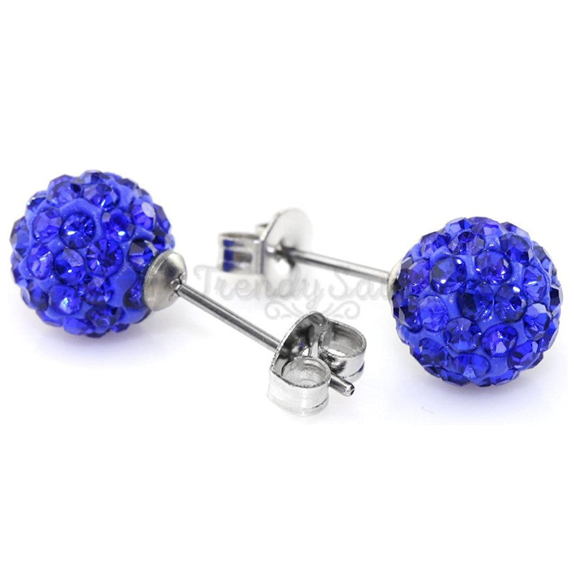 Surgical Steel 6MM Blue Shamballa Disco Ball Cartilage Ear Stud Fashion Earrings