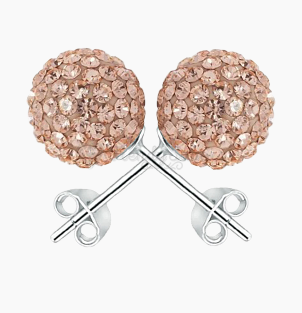 Disco Ball Champagne Ear Piercing Studs Stud Earrings Surgical Steel Pair 5MM