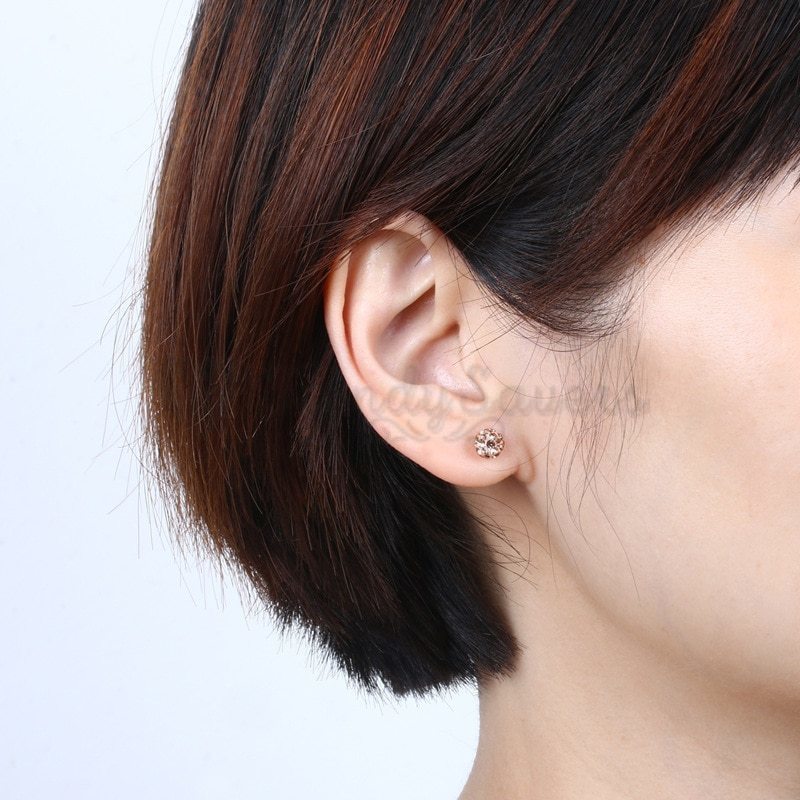 Disco Ball Champagne Ear Piercing Studs Stud Earrings Surgical Steel Pair 5MM