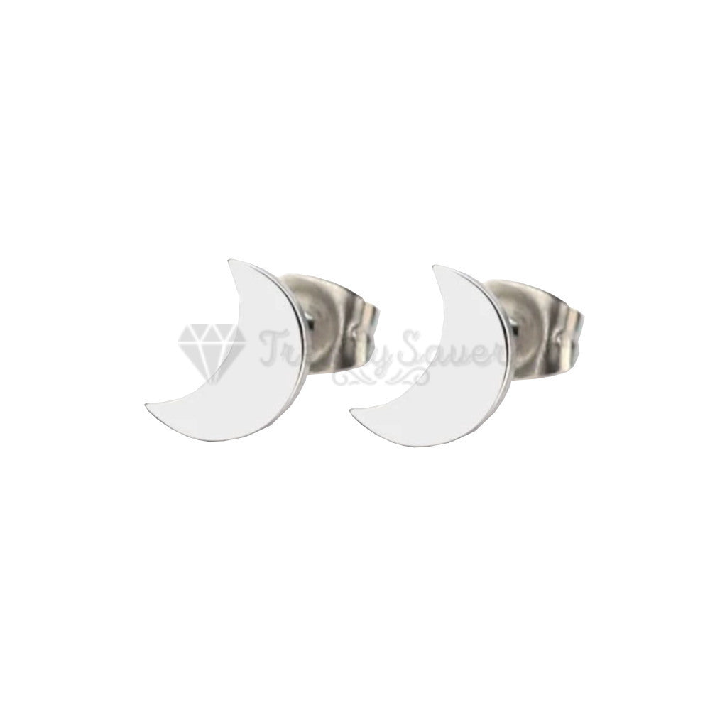 Hypoallergenic Stainless Steel Silver Lovely Moon Ear Stud Fashion Trend Earrings
