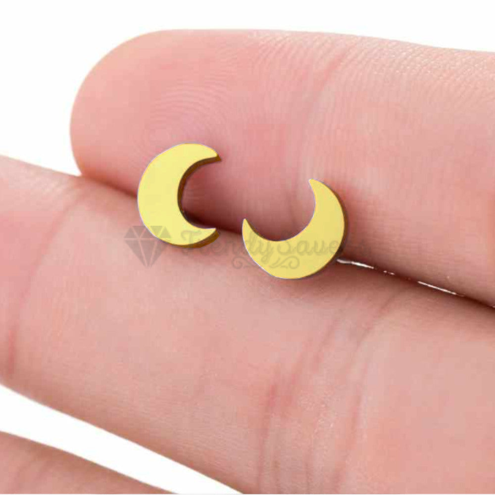 Hypoallergenic Stainless Steel Gold Lovely Moon Ear Stud Fashion Trend Earrings