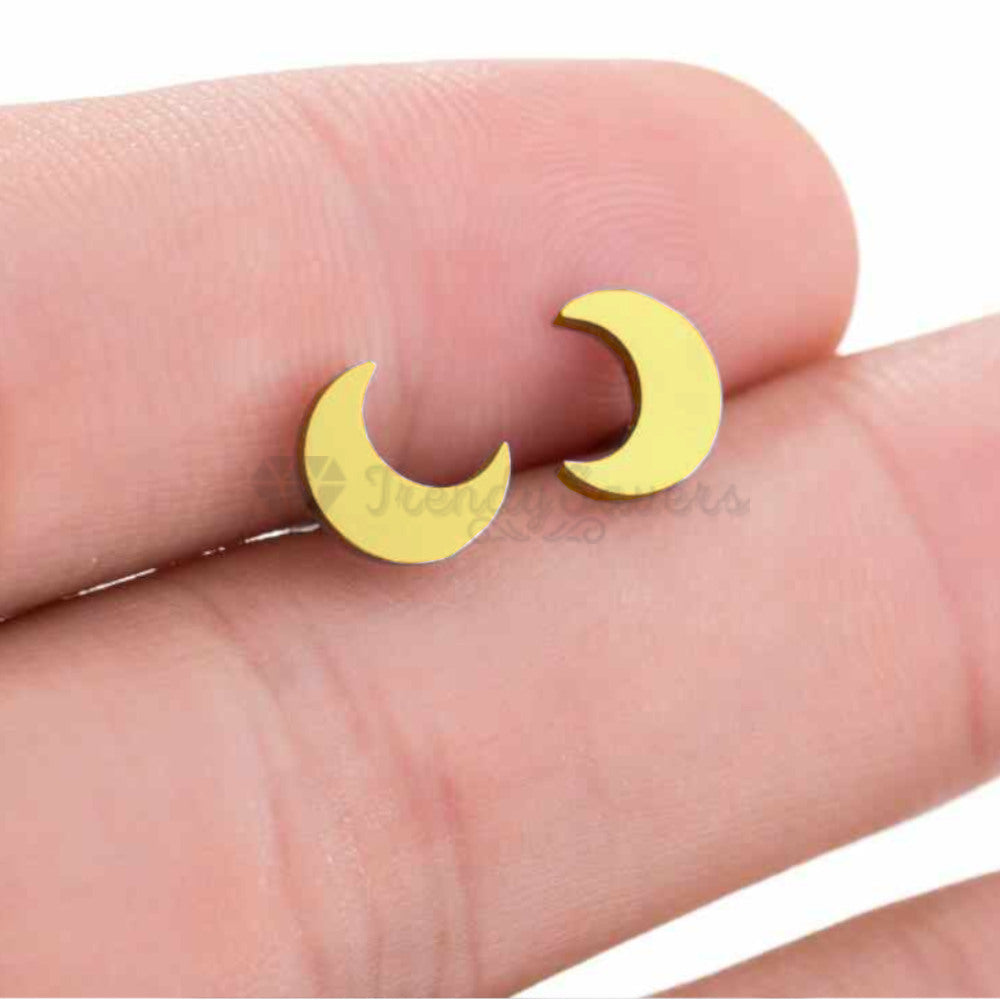Hypoallergenic Stainless Steel Gold Lovely Moon Ear Stud Fashion Trend Earrings