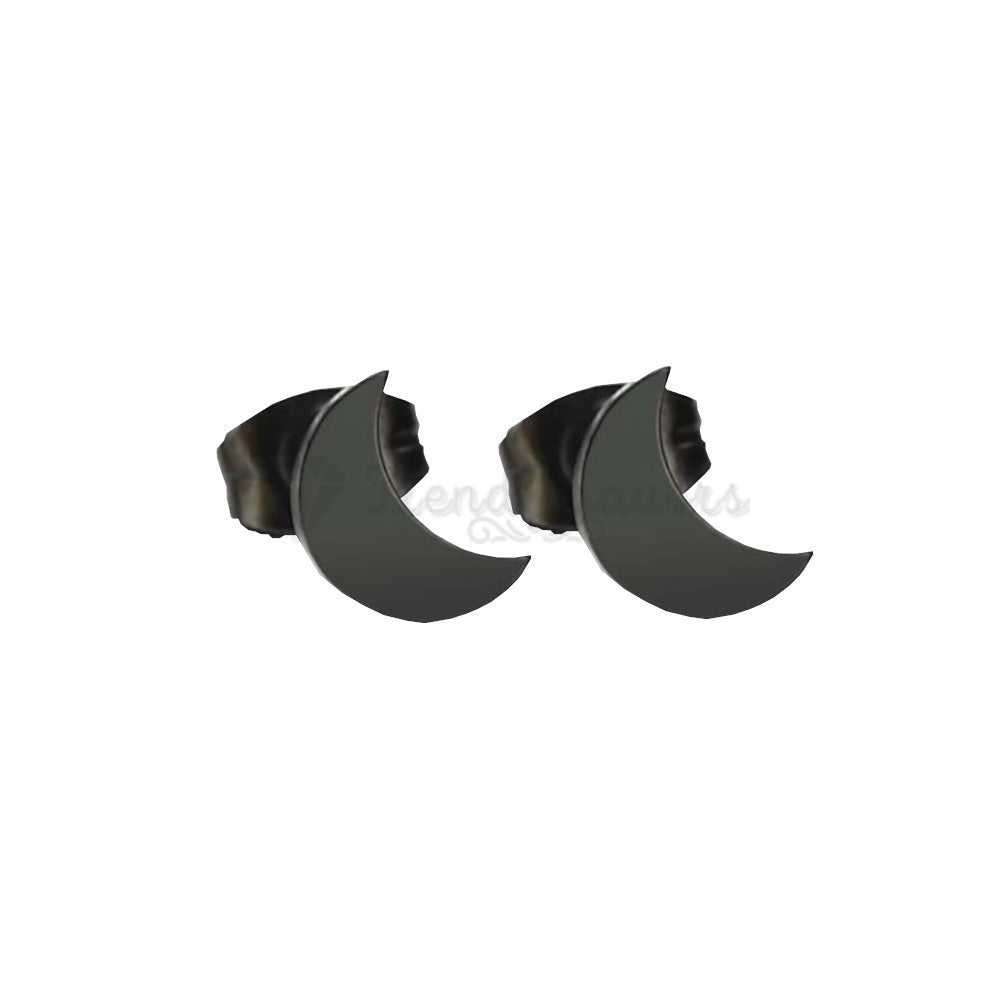 Hypoallergenic Stainless Steel Black Lovely Moon Ear Stud Fashion Trend Earrings