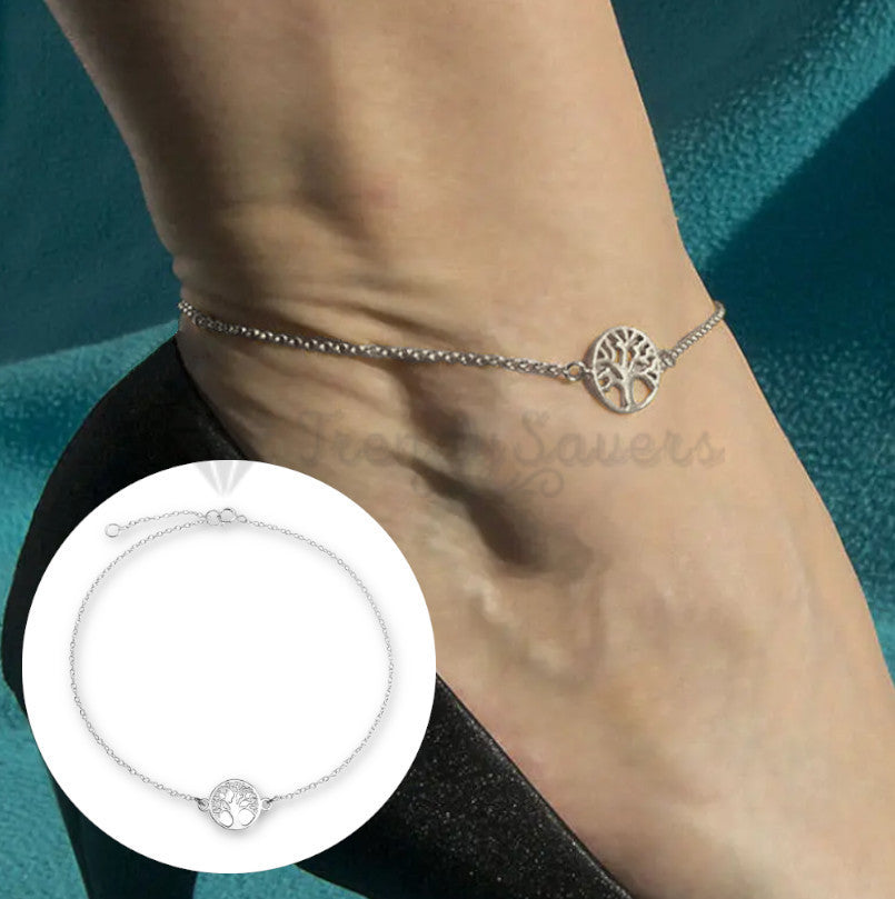 Tree Of Life Pendant Charm Adjustable Silver Anklet Chain Foot Beach Boho Gift
