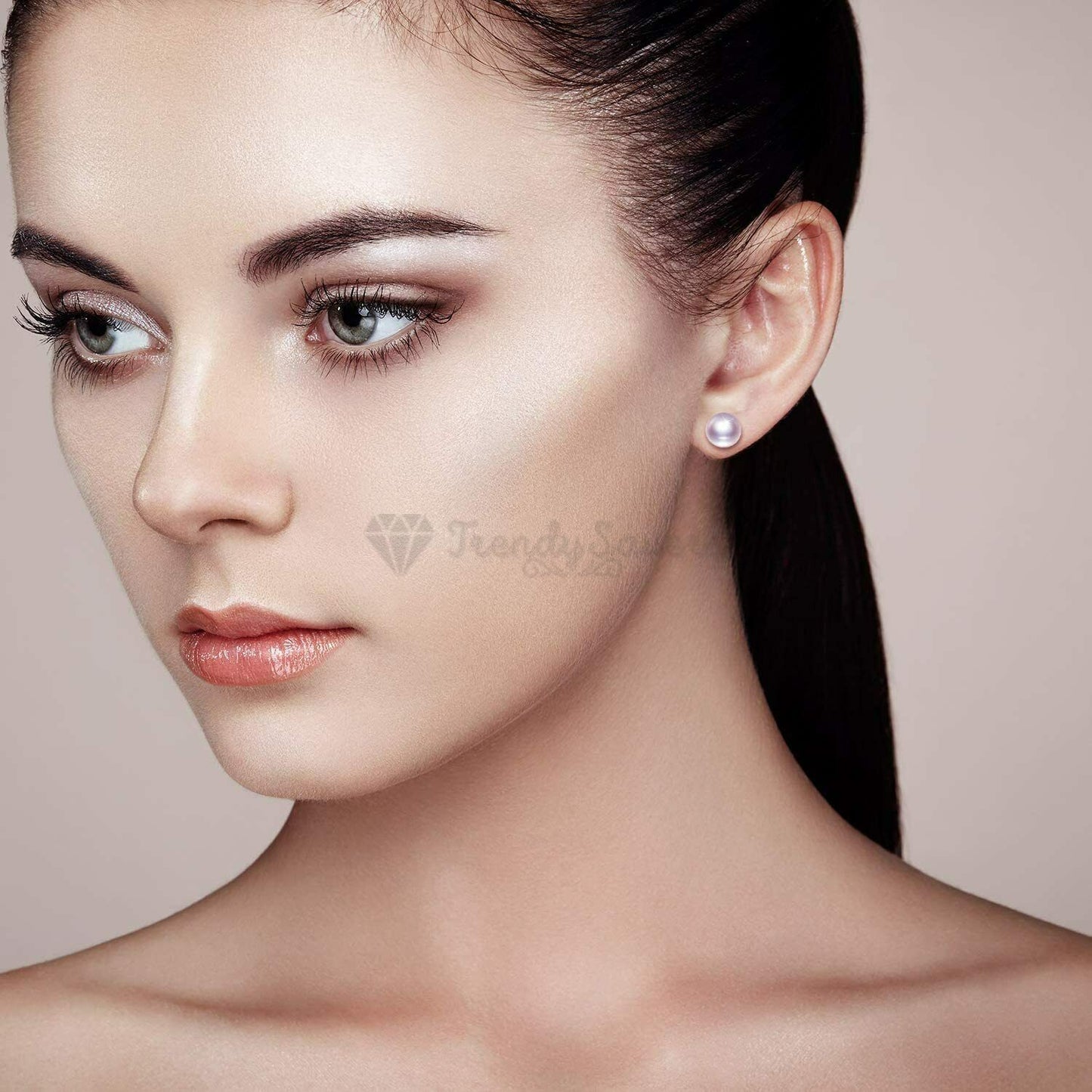 8MM Cute Chic AAA Quality Purple Pearl Stud 925 Sterling Silver Plated Earrings