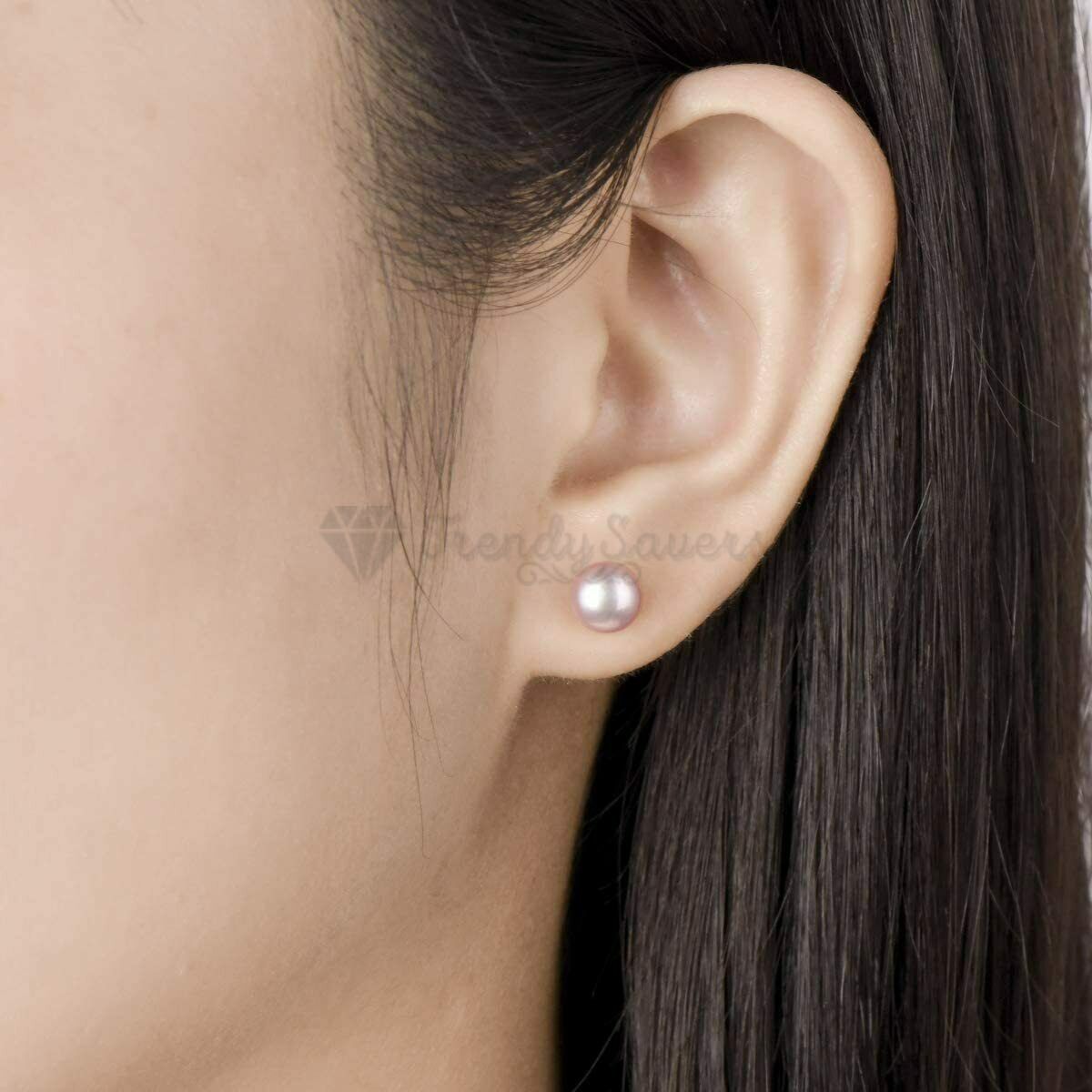 8MM Cute Chic AAA Quality Purple Pearl Stud 925 Sterling Silver Plated Earrings
