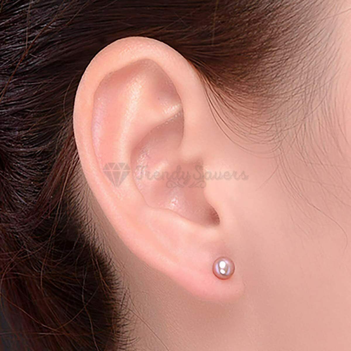 8MM Cute Chic AAA Quality Purple Pearl Stud 925 Sterling Silver Plated Earrings