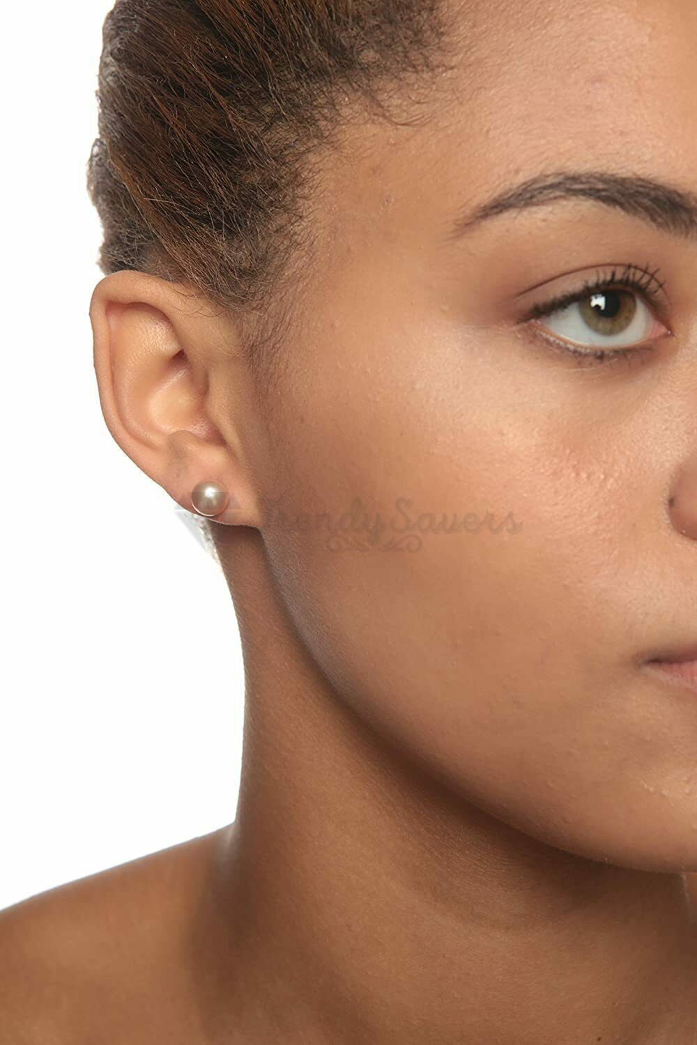8MM Cute Chic AAA Quality Purple Pearl Stud 925 Sterling Silver Plated Earrings