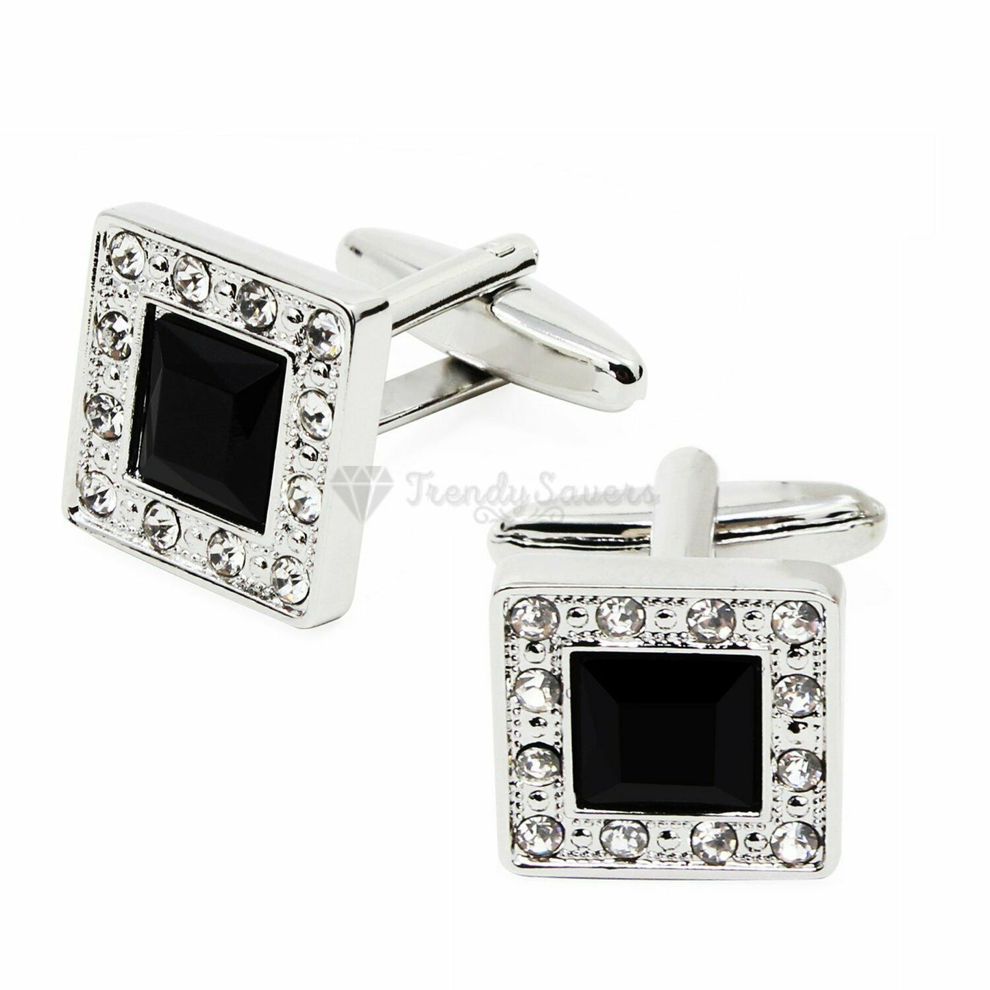 Shiny Classic Black Square Crystal Cufflinks Business Wedding Gifts Cuff Links