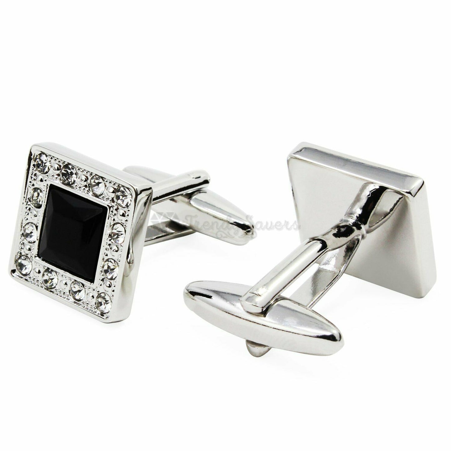 Shiny Classic Black Square Crystal Cufflinks Business Wedding Gifts Cuff Links