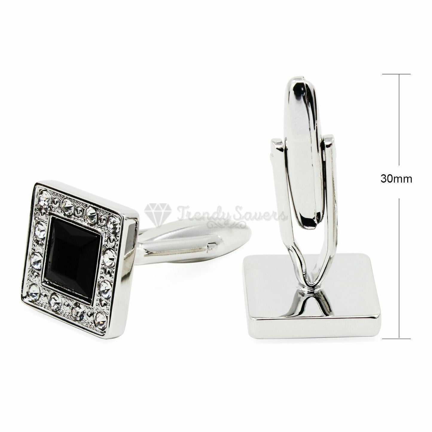 Shiny Classic Black Square Crystal Cufflinks Business Wedding Gifts Cuff Links