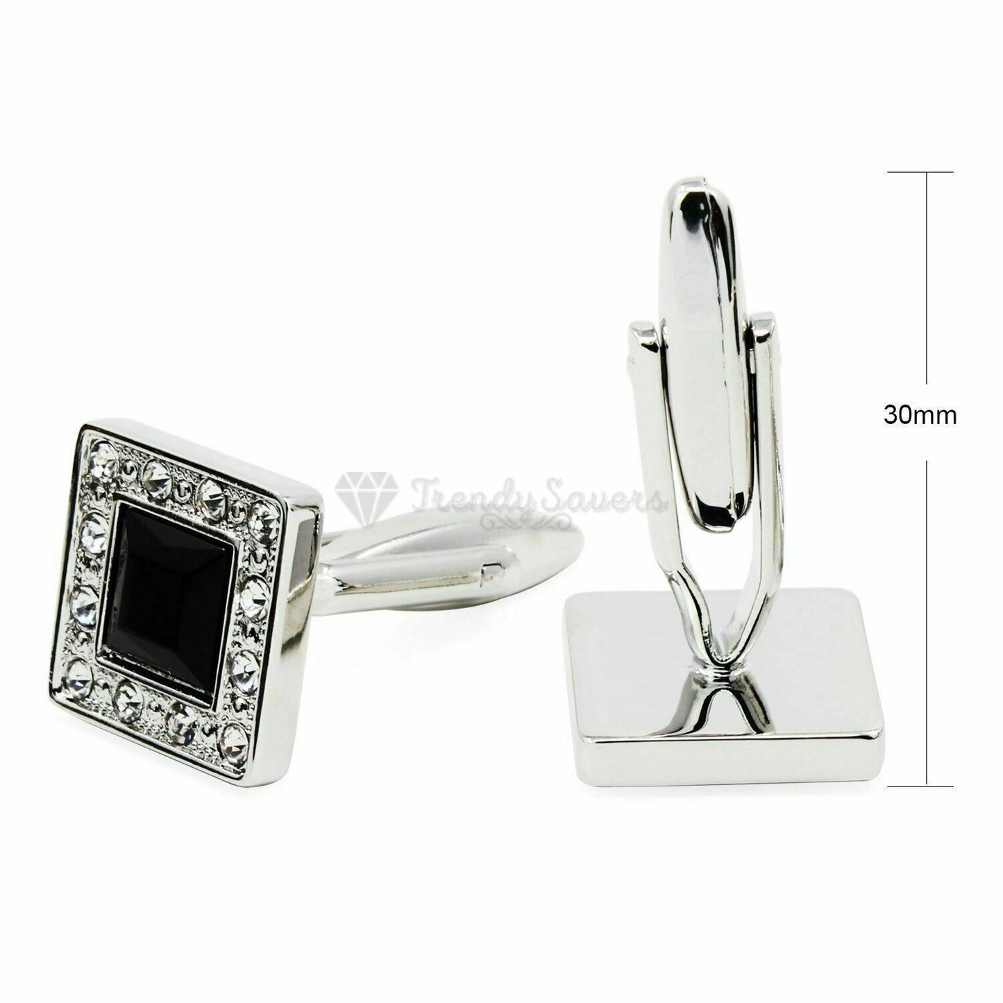 Shiny Classic Black Square Crystal Cufflinks Business Wedding Gifts Cuff Links