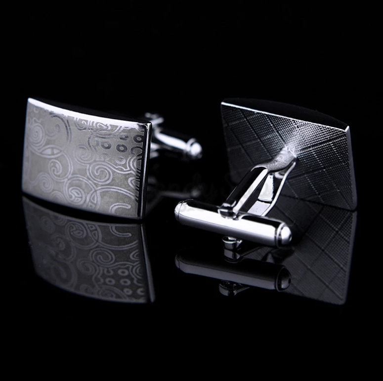 Mens Classic Wedding Business Work Formal Cuff Link Rectangle Engraved Cufflinks