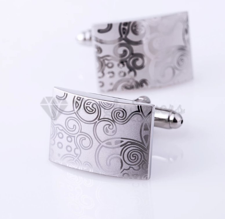 Mens Classic Wedding Business Work Formal Cuff Link Rectangle Engraved Cufflinks