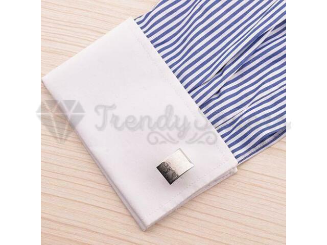 Mens Classic Wedding Business Work Formal Cuff Link Rectangle Engraved Cufflinks