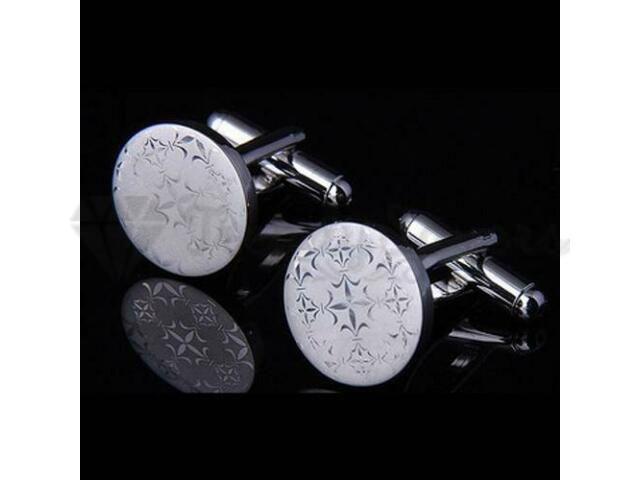 Stainless Steel Mens Round Silver Celtic Pattern Cuff Links Engraved Cufflinks