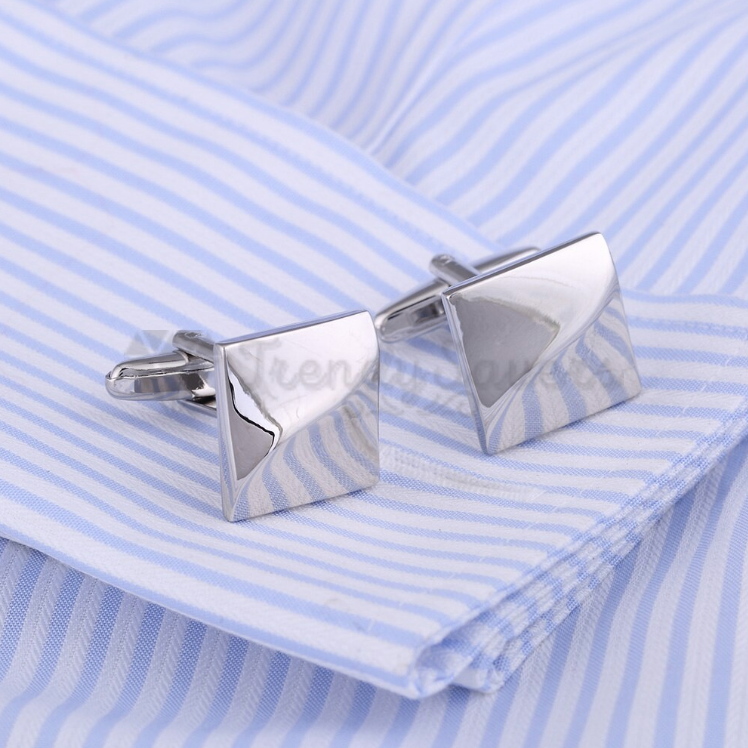 Silver Plated Square Shape Cuff Link Cufflink Shirt Wedding Suit Mens Accessory