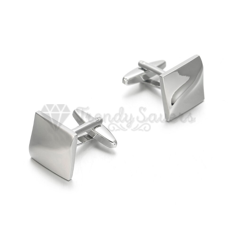 Silver Plated Square Shape Cuff Link Cufflink Shirt Wedding Suit Mens Accessory