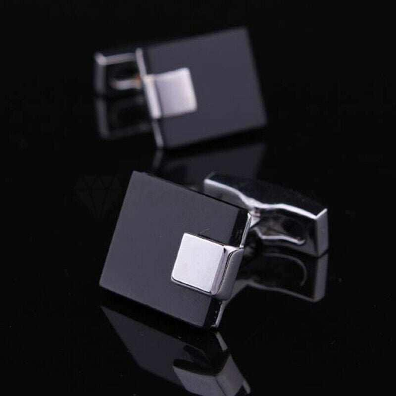 Classic Black Square Stainless Steel Cufflink Cuff Link Wedding Formal Business