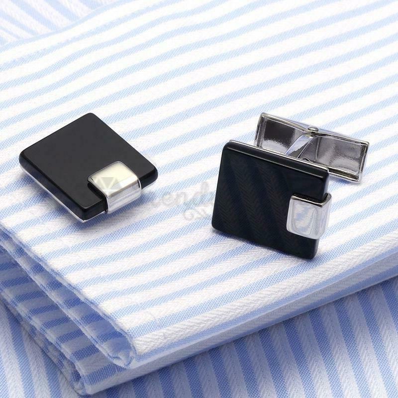Classic Black Square Stainless Steel Cufflink Cuff Link Wedding Formal Business