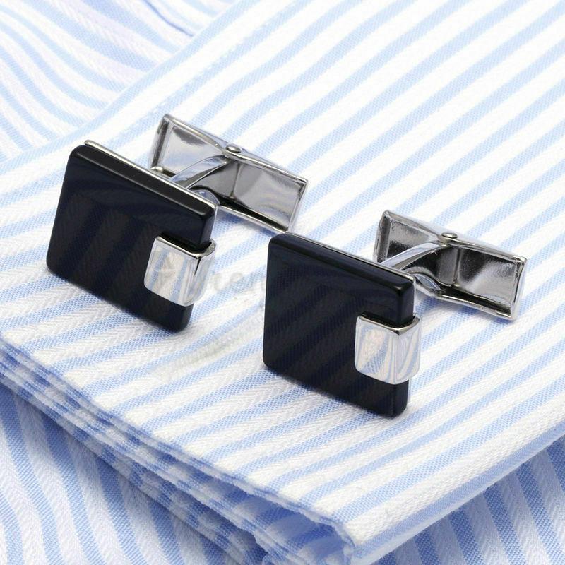 Classic Black Square Stainless Steel Cufflink Cuff Link Wedding Formal Business