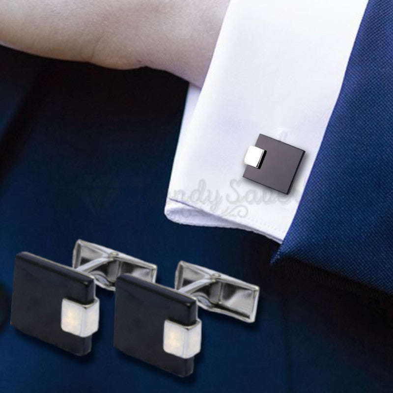 Classic Black Square Stainless Steel Cufflink Cuff Link Wedding Formal Business