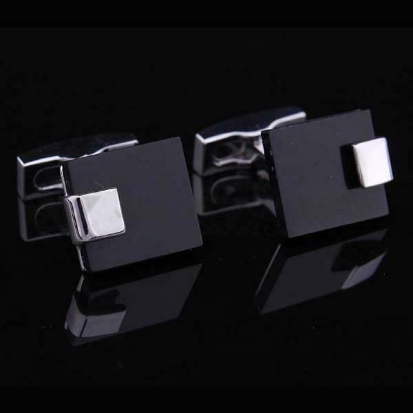 Classic Black Square Stainless Steel Cufflink Cuff Link Wedding Formal Business