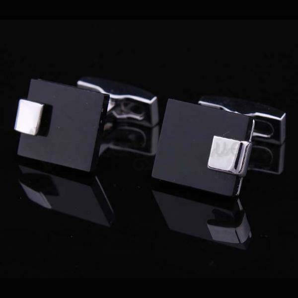 Classic Black Square Stainless Steel Cufflink Cuff Link Wedding Formal Business