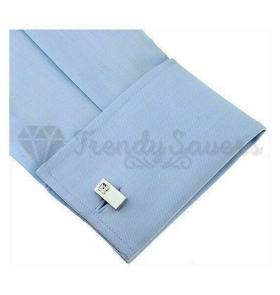 Stainless Steel Silver Plated White Crystal Cufflink Men Wedding Gift Cuff Links