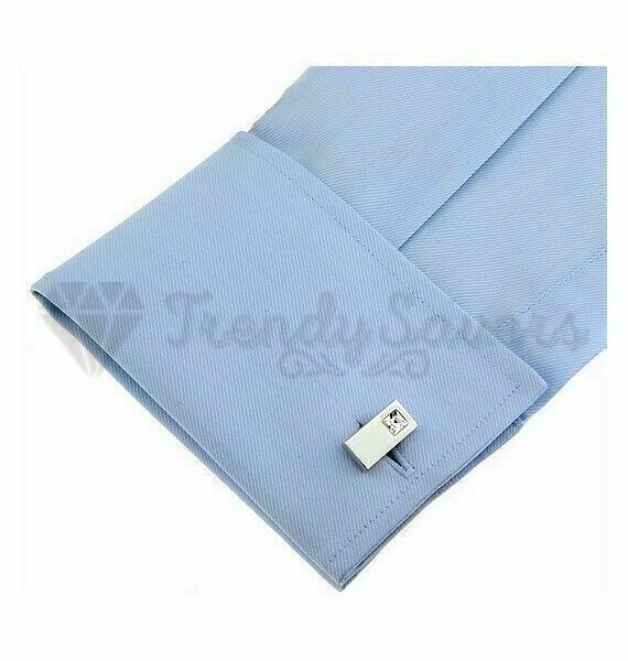 Stainless Steel Silver Plated White Crystal Cufflink Men Wedding Gift Cuff Links