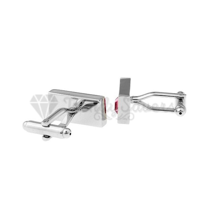 Luxury Men's Stainless Steel Cufflinks Pink CZ Cuff Link Wedding Gift Jewellery