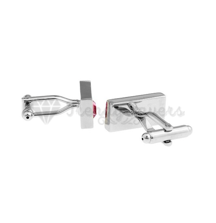Luxury Men's Stainless Steel Cufflinks Pink CZ Cuff Link Wedding Gift Jewellery