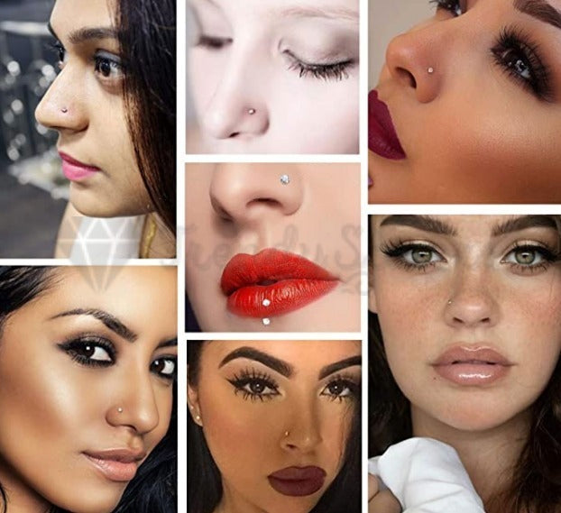 2MM Round CZ Black Labret Monroe Bone Stud Cartilage Helix Tragus Piercing Pair