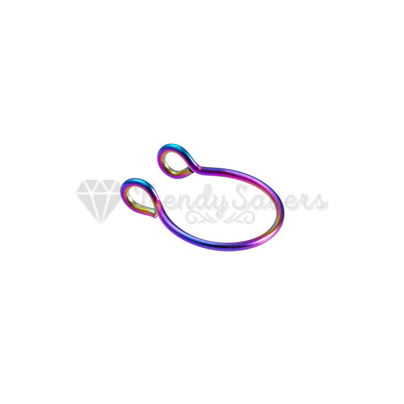 Rainbow Nose Clip On Ring Non-Piercing Fake Septum Helix Tragus Faux Piercing
