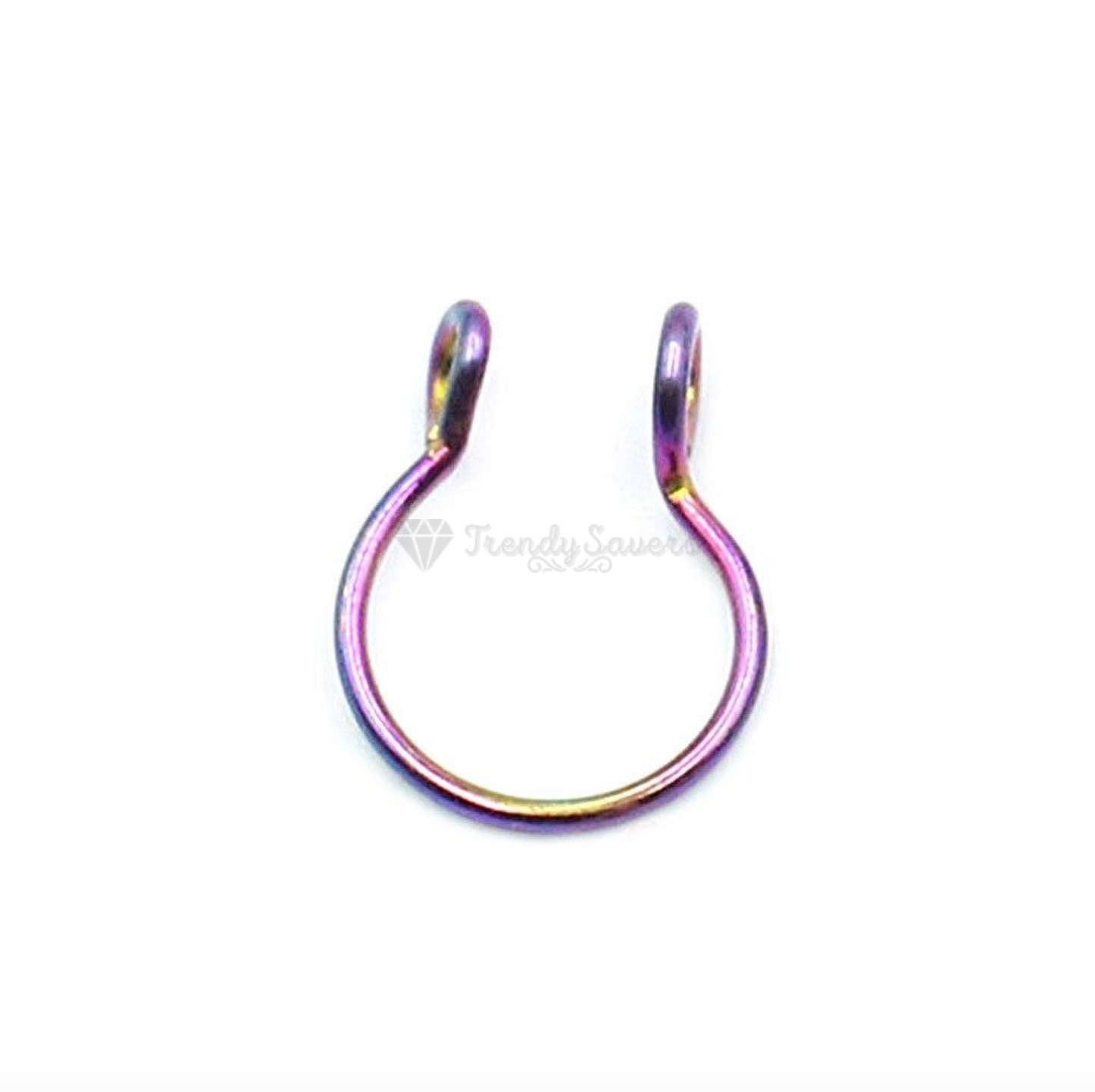Rainbow Nose Clip On Ring Non-Piercing Fake Septum Helix Tragus Faux Piercing