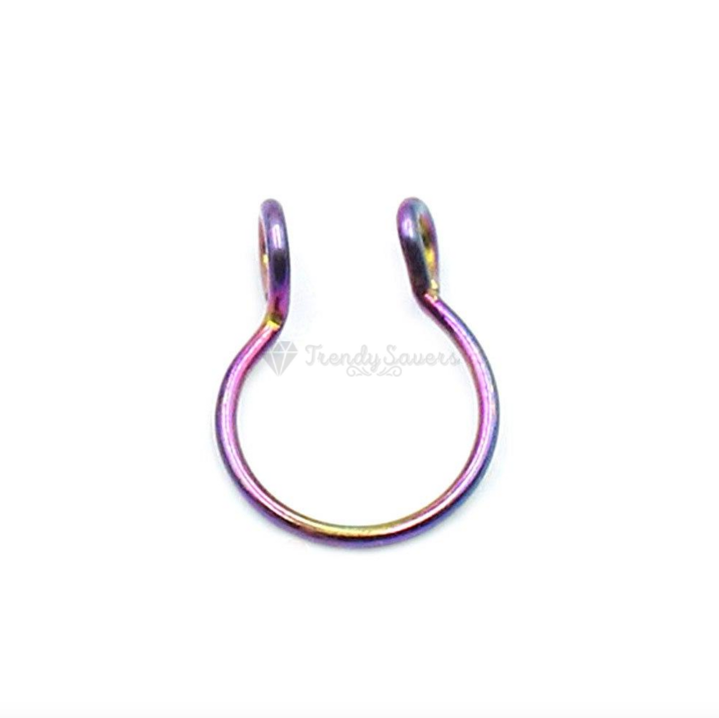 Rainbow Nose Clip On Ring Non-Piercing Fake Septum Helix Tragus Faux Piercing