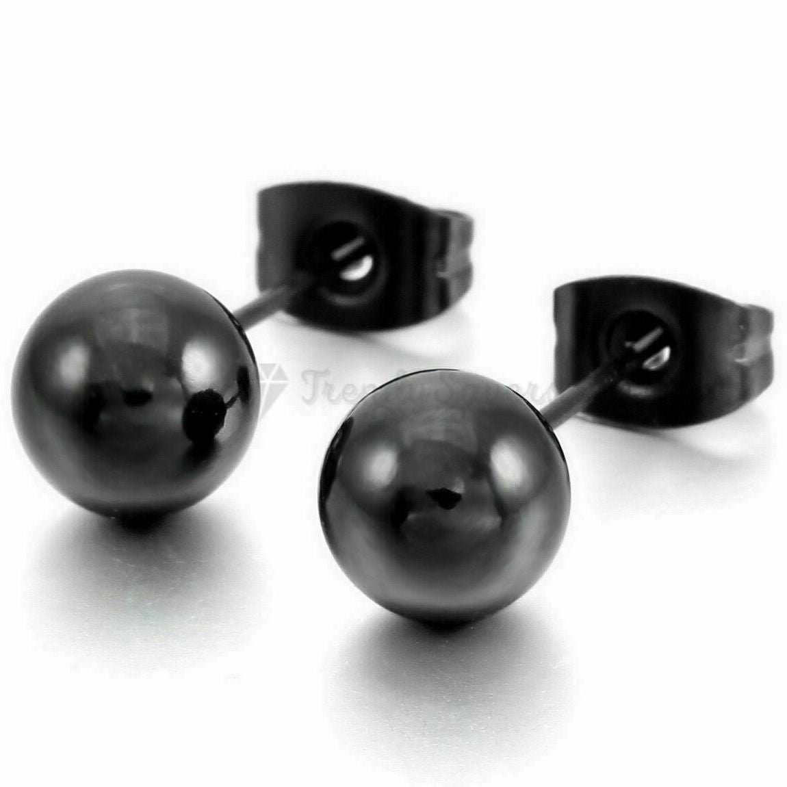 6MM Classic Punk Stainless Steel Round Black Cartilage Ball Ear Studs Earrings