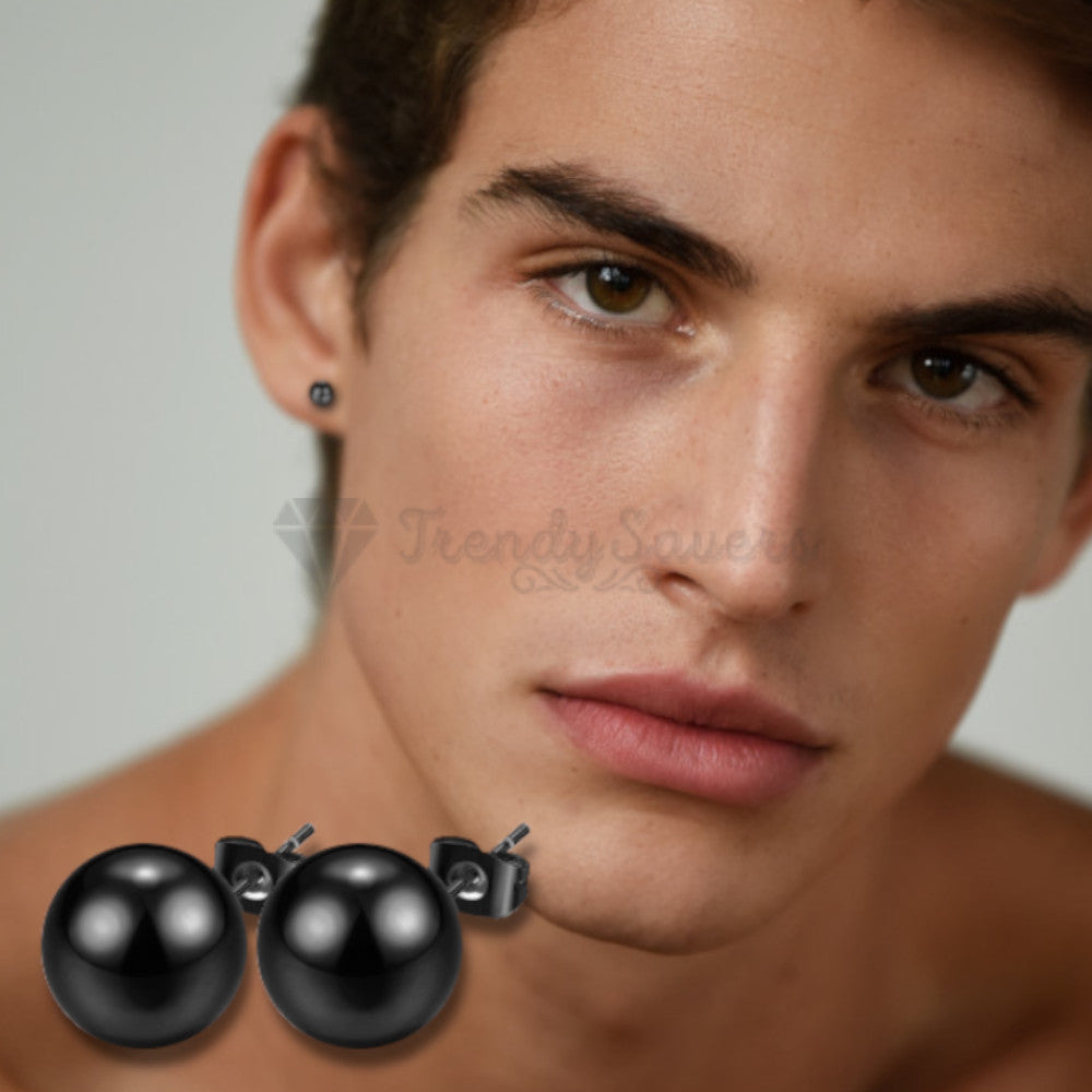 6MM Classic Punk Stainless Steel Round Black Cartilage Ball Ear Studs Earrings