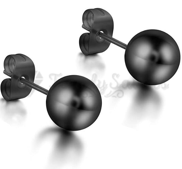 7MM Hypoallergenic Polish Round Black Cartilage Helix Ball Stud Earrings Unisex