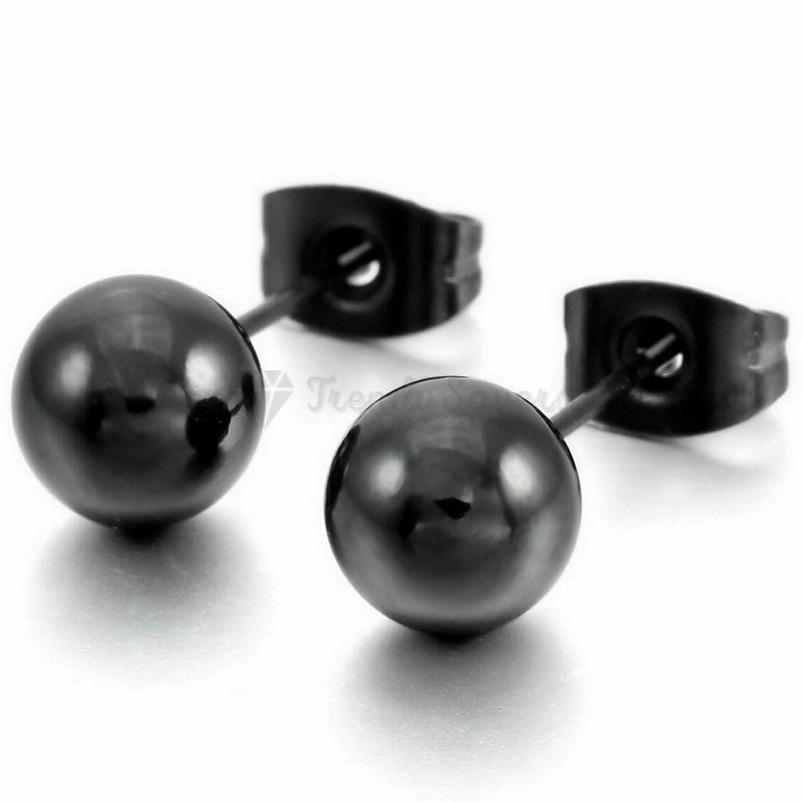7MM Hypoallergenic Polish Round Black Cartilage Helix Ball Stud Earrings Unisex