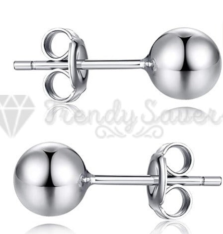 7MM Classic Stainless Steel Silver Ball Bead Cartilage Stud Men Women Earrings