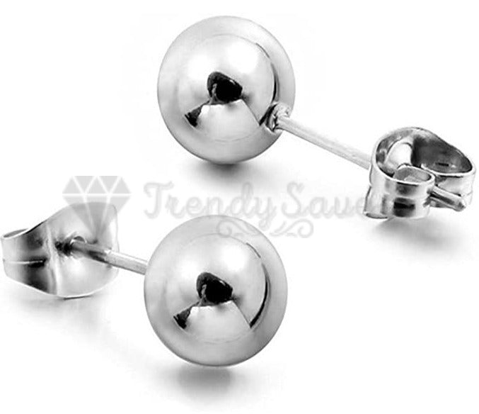 7MM Classic Stainless Steel Silver Ball Bead Cartilage Stud Men Women Earrings